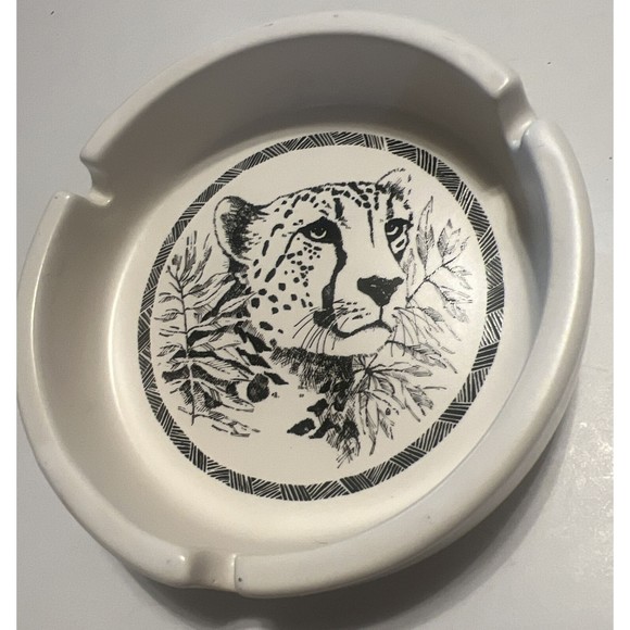 Vintage 1989 San Diego Zoo Cheetah Ashtray rare Made In Japan Clean Never Used - Picture 3 of 7